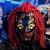 Clown Mask, Resin Full Face Horror Cosplay Prop with Wig for Halloween | Mechanical Anime Design, Dreadlock Wig Attached, Lightweight Resin