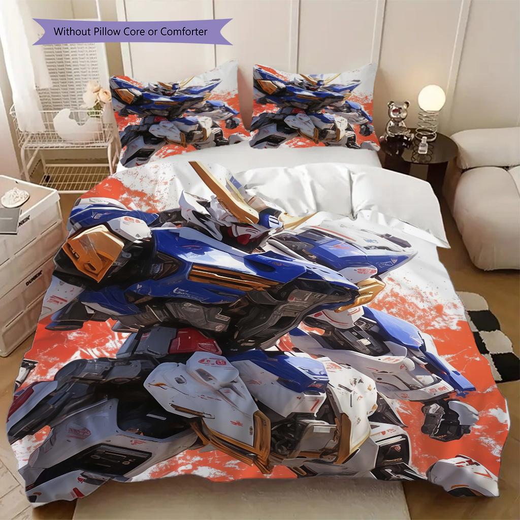 Gundam Robot Print Soft Comfortable Duvet Cover, Children's Bedding Set Gift, Extra Large Size, Various Sizes Available LXR105