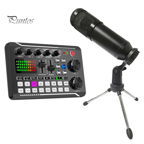 Профессиональный комплект звуковой карты, прозрачная живая аудиозапись, вещание, студийная запись, регулируемый аудиомикшер с высокими/средними/басами, усилитель