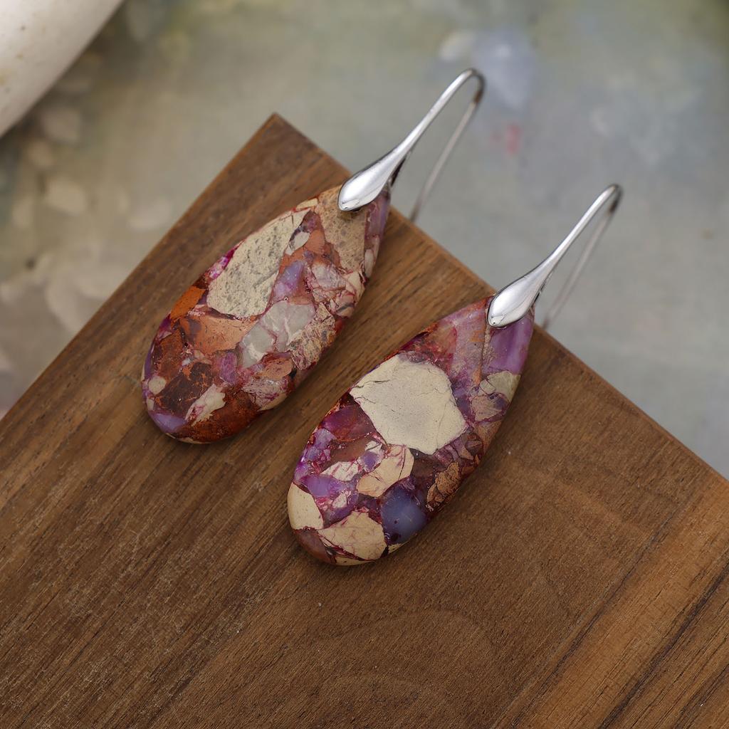 Bohemian Emperor Stone Water Drop Pendant Earrings European and American Popular Ins Jewelry