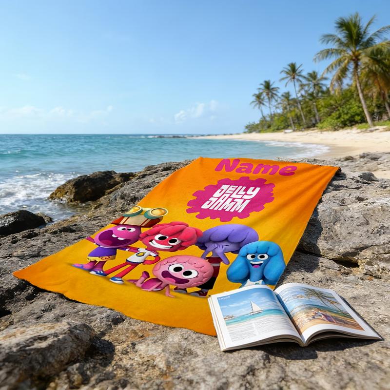Custom Name Ultrasoft Beach Towel With Jelly Jamm Themeideal For Pool Camping Diving Perfect Travel Essential Vibrant Beach Towel
