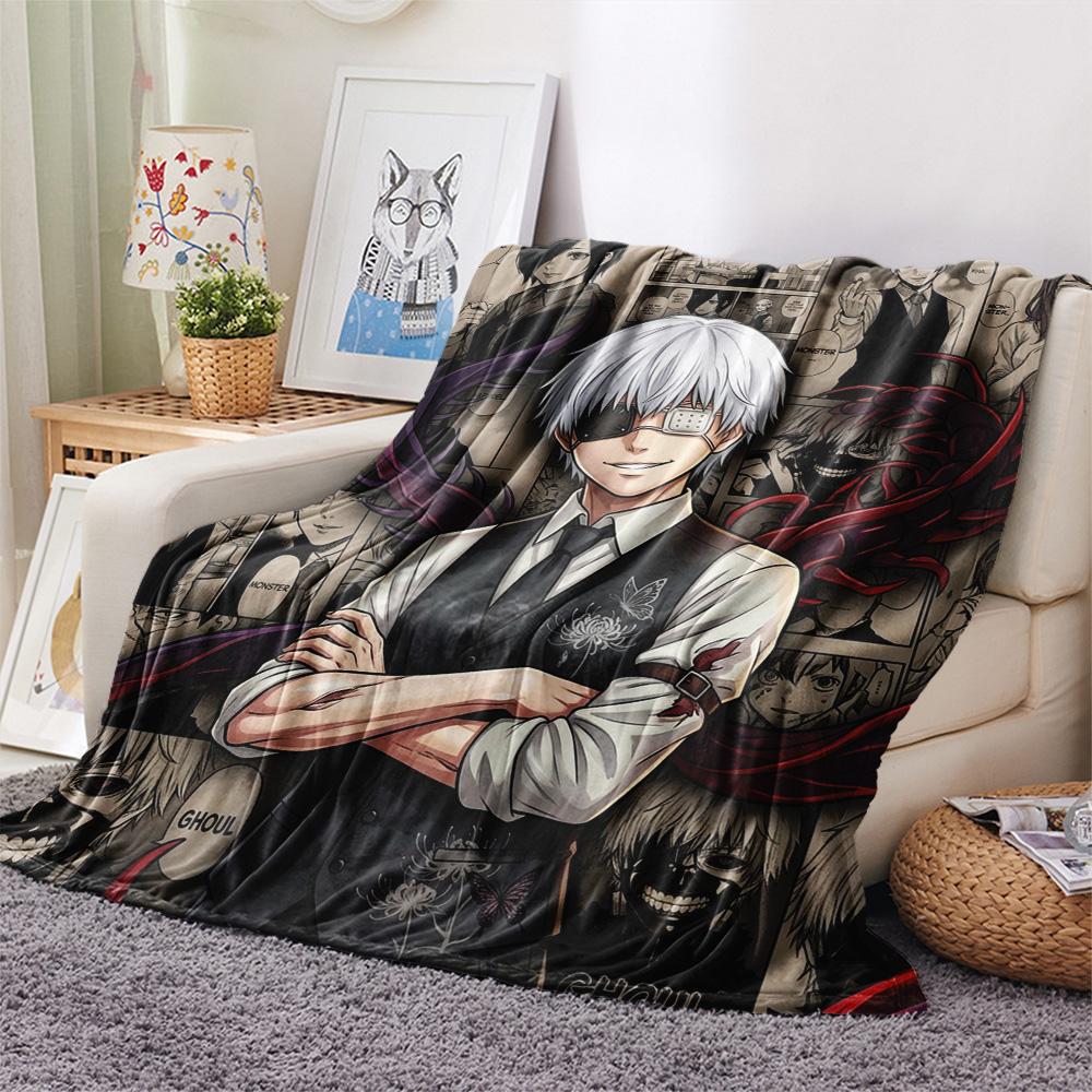 1PC Tokyo Ghoul Patterned Flannel Blanket Suitable For All Seasons For Home Decor Warmth And Comfort Gifts Holiday Present
