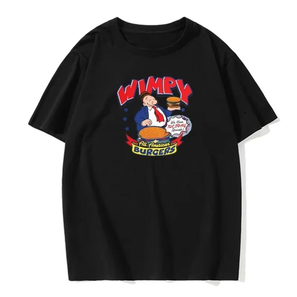 Летняя мужская футболка Hamburguesa Debilucha Print Casual Fashion Retro с круглым вырезом и короткими рукавами, хлопковая футболка европейского размера