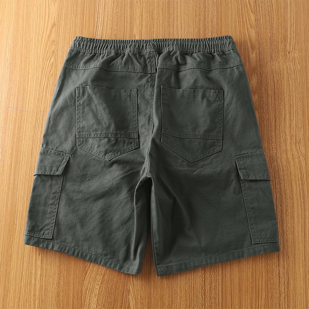 Мужские летние шорты-карго с несколькими карманами. Мужские повседневные модные однотонные свободные шорты-карго.