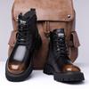 Осенне-зимние высокие ретро рабочие ботинки для мужчин Новый дизайнерский ботинок из коровьей кожи Мужская модная повседневная однотонная обувь на платформе М