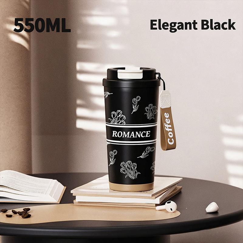 550ml Coffee Travel Mug SUS316 Stainless Steel Vacuum Insulated Tumbler Two Drinking Ways Leak Proof Car Water Cup Women Gift