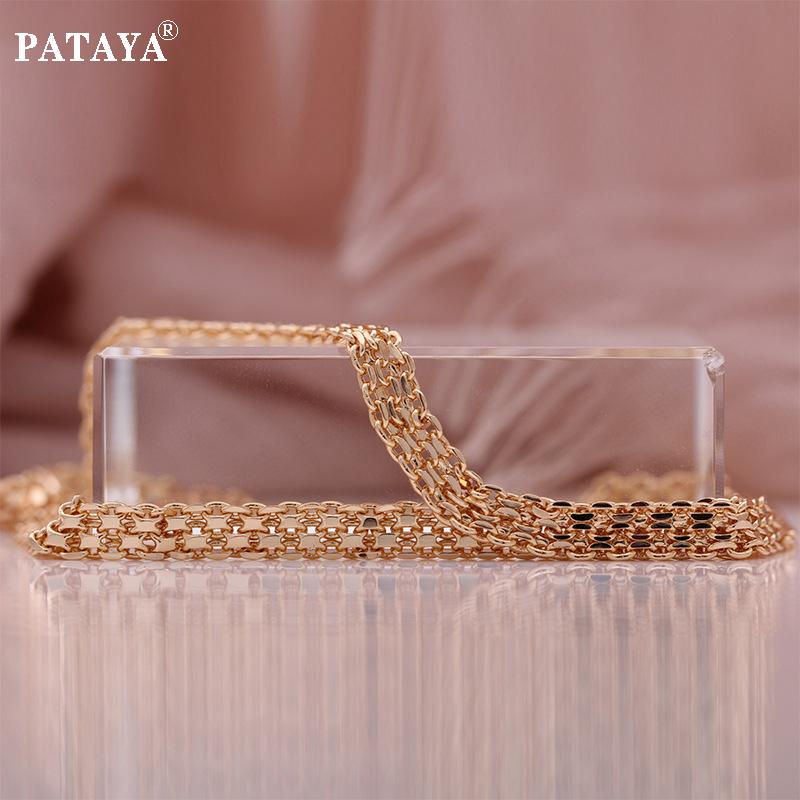 PATAYA Ожерелье ручной работы цвета розового золота шириной 5,5 см, итальянское ремесло, цепочка для женщин и мужчин