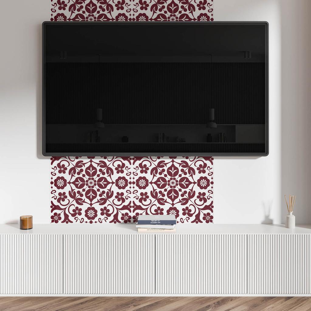 Dekor Ścienny Panel Pcv Ze Wzorem Do Pokoju 100X50 Cm Wzór Kwiatowy Z Ornamentami