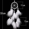 55cm White Dream Catcher Net with Feathers Handmade Wall Hanging Car Ornament Craft Home Decoration Decor Wind Chimes Dropship