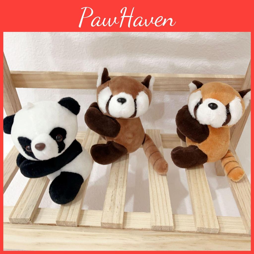 Cute Plush Panda And Raccoon Clip Plush Toys For Travel Gifts And Notes Holders