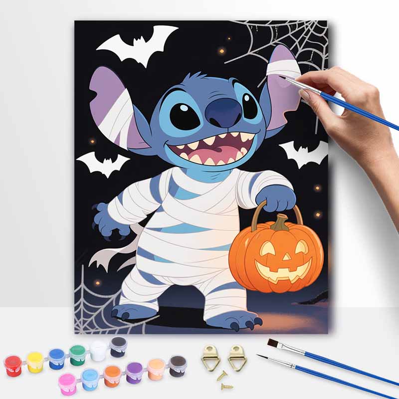 Disney Stitch mummy pumpkin digital oil painting art handmade diy home decorations