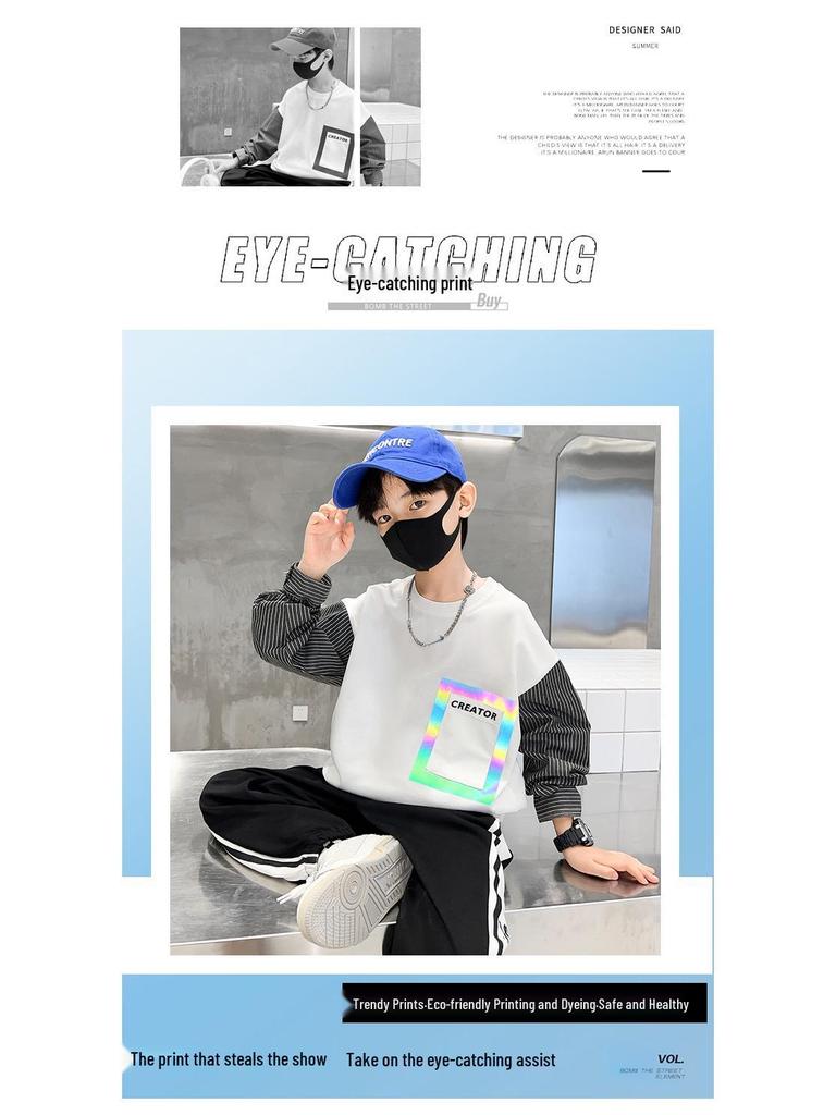 Осенний свитшот для мальчиков 2025: Новый осенний стиль для детей среднего и старшего возраста