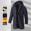 Зимнее новое мужское свободное пальто средней длины с хлопковой подкладкой, утолщенное бархатом, со съемным капюшоном, теплая хлопковая одежда для улицы
