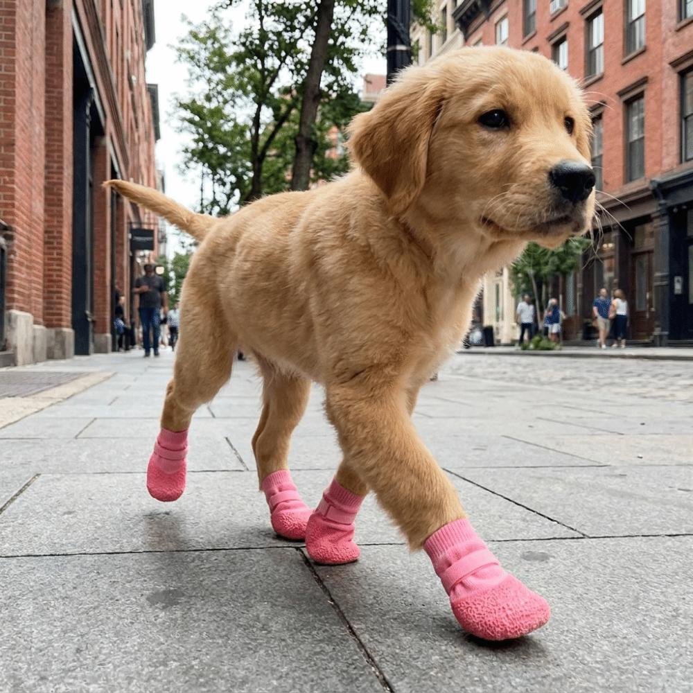 4PCS Adjustable Dog Mesh Shoes Waterproof Pet Paw Protector Portable Pet Boots Outdoor Walking