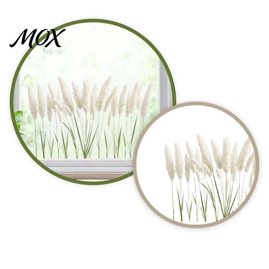 Waterproof Plant Decals Natural Pampas Grass Static Window Cling, White Reed Glass Decal for Simple Pattern Film Living Room Balcony, Removable