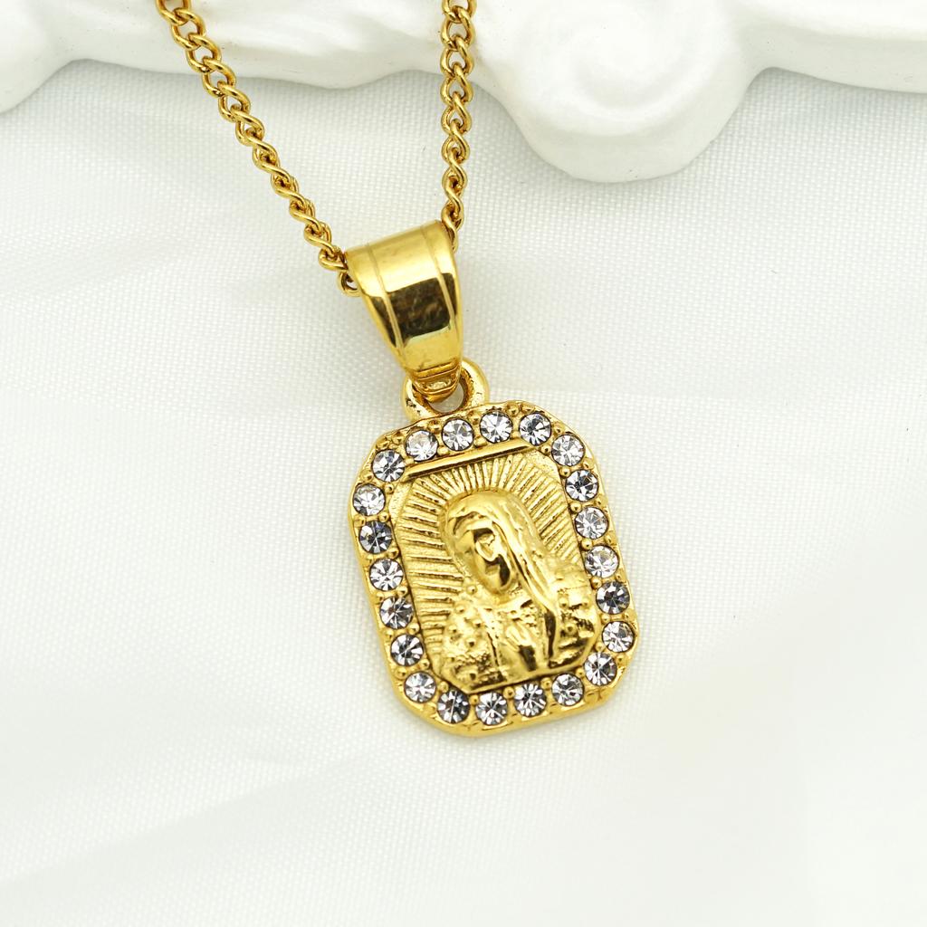Catholic Necklaces for Men/Women Gold Color 316L Stainless Steel Pendant Religious Mother Virgin Mary Jewelry Christmas Gifts