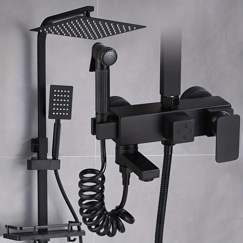 1 комплект черной полностью медной дождевой душевой системы, домашний комплект для душа под давлением, 10-дюймовая верхняя душевая головка с ручным душем