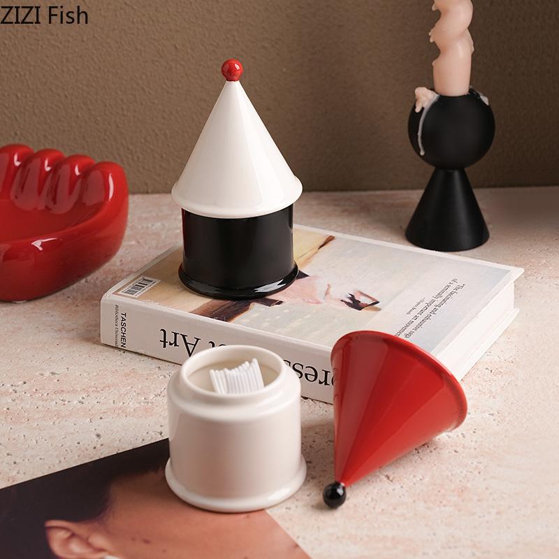 Дом в стиле легкой роскоши, украшение, коробка для зубочисток, органайзер для зубочисток, зубной нити, ватных палочек, современный дом, креативная керамическая коробка для хранения