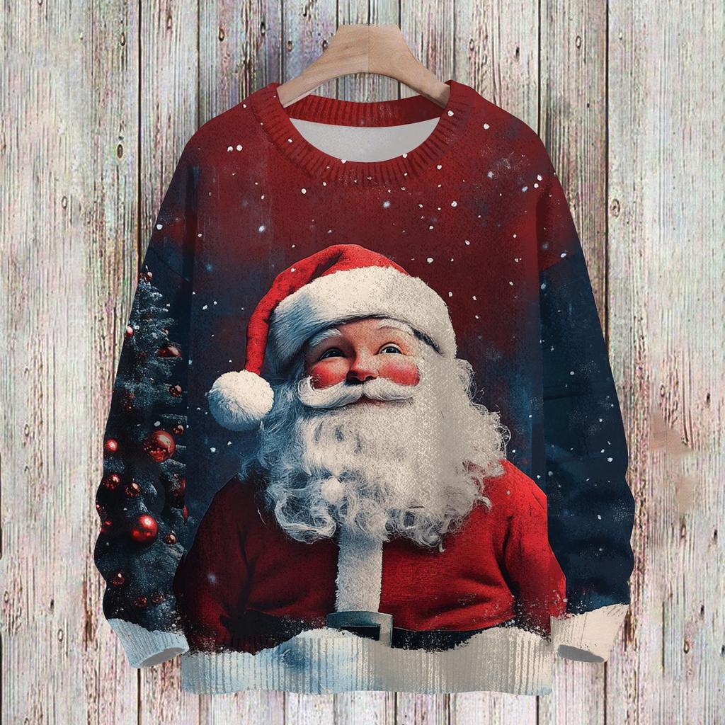 Рождественские толстовки для детей, вязаные свитера для мальчиков и девочек, симпатичные рубашки, осенние свитера с круглым вырезом, топы