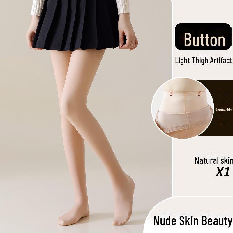 Женские черные шелковые двухслойные колготки с плюшем на осень/зиму