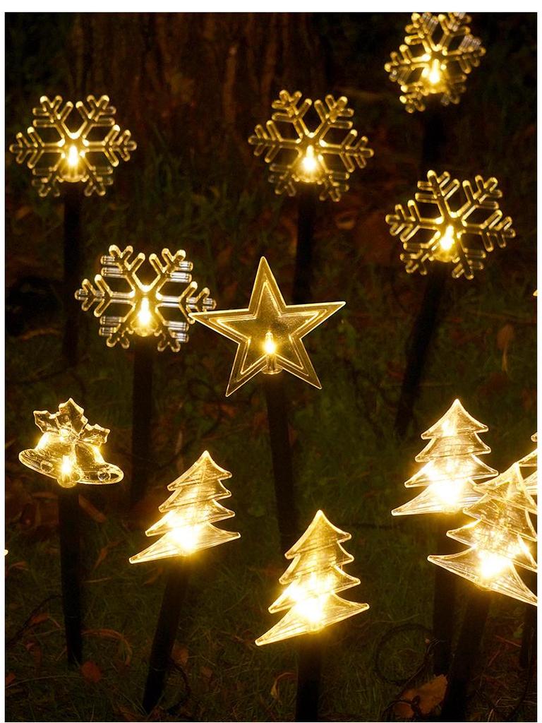 Светодиодные садовые светильники в виде рождественской звезды и снежинки на солнечной батарее