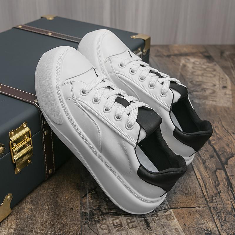 Модная классическая мужская повседневная обувь на шнуровке с толстой подошвой 2025 года с круглым носком, противоскользящая и универсальная обувь для ходьбы