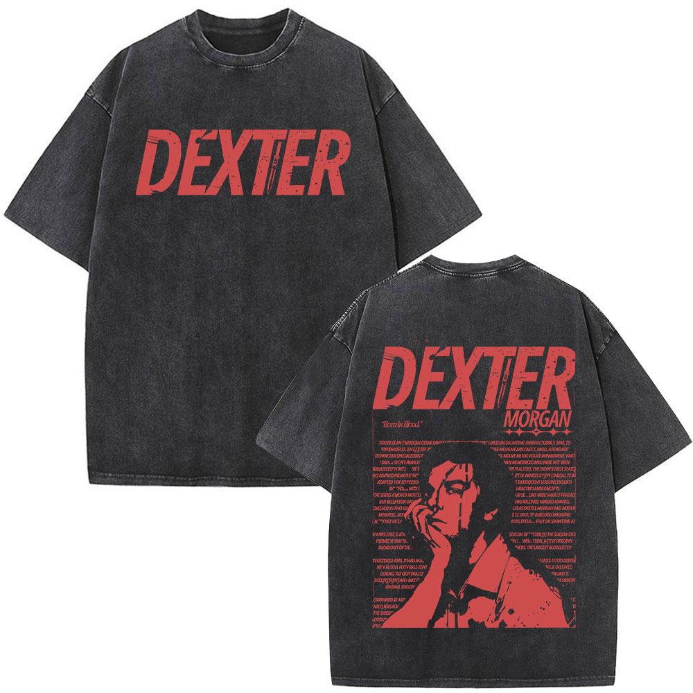 Tv Play Washed Vintage Dexter Morgan Graphic Tshirts Mens Women Clothing Casual Short Sleeve T Shirts Fashion Gothic Tshirt