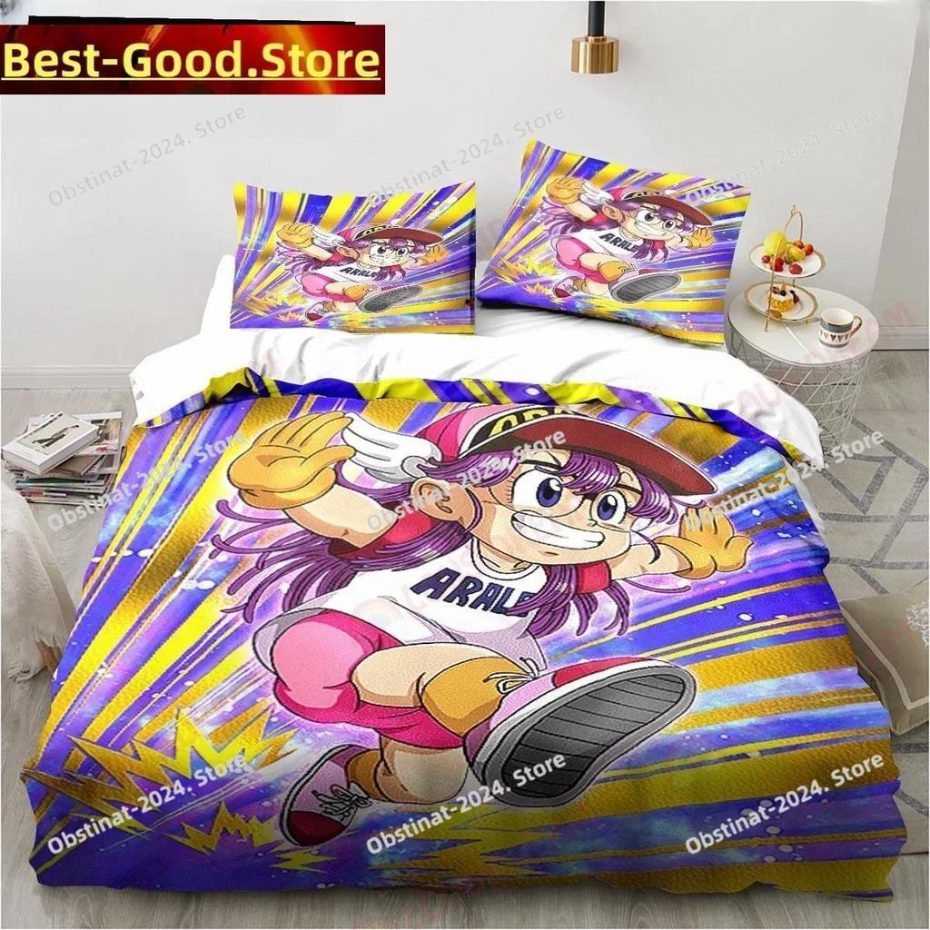 Милый мультяшный DR S-Slump Арале Аниме Комплект постельного белья Печатное одиночное одеяло Пододеяльник Наволочка 3 предмета Детский Взрослый размер