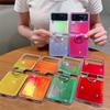Чехол для Samsung Z Flip 4 3 Zflip4, цветной лазерный блестящий кольцевой кронштейн, кожаный складной противоударный силиконовый чехол, аксессуары