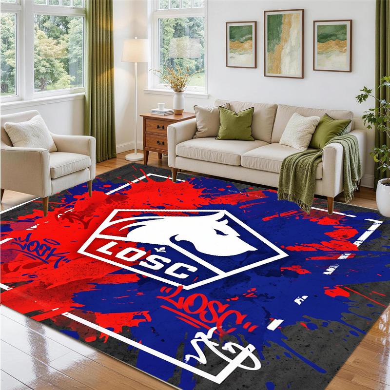 LOSC Lille FC Design Crystal Velvet Rug Soft Decorative Mat for Bedroom Entrance