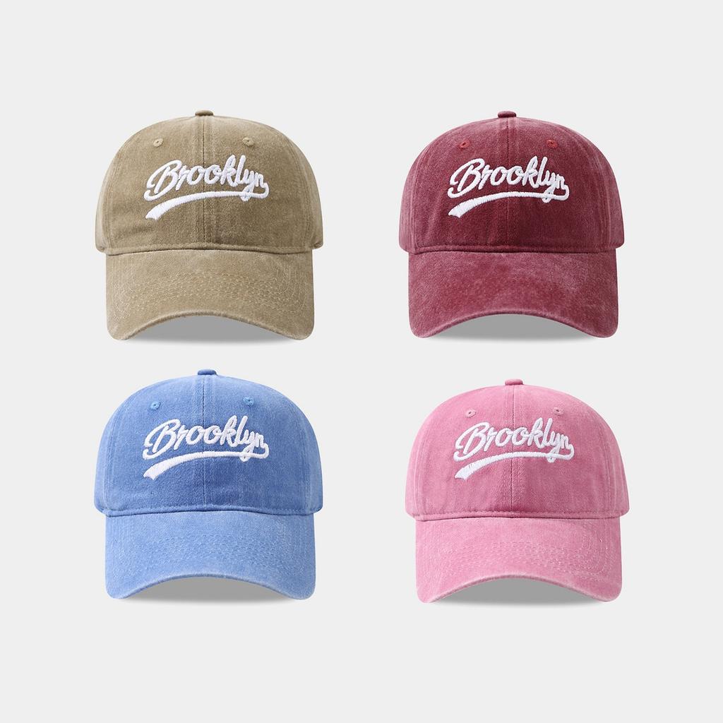 Cross-Border Bestselling Hat - European and American Outdoor Travel Sunshade Hat, Washed BROOKLYN Letter Baseball Cap, Trendy