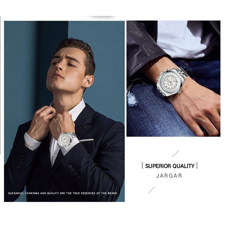 Forsining Мужские модные повседневные автоматические механические часы с фазой полой луны SLZe229-A