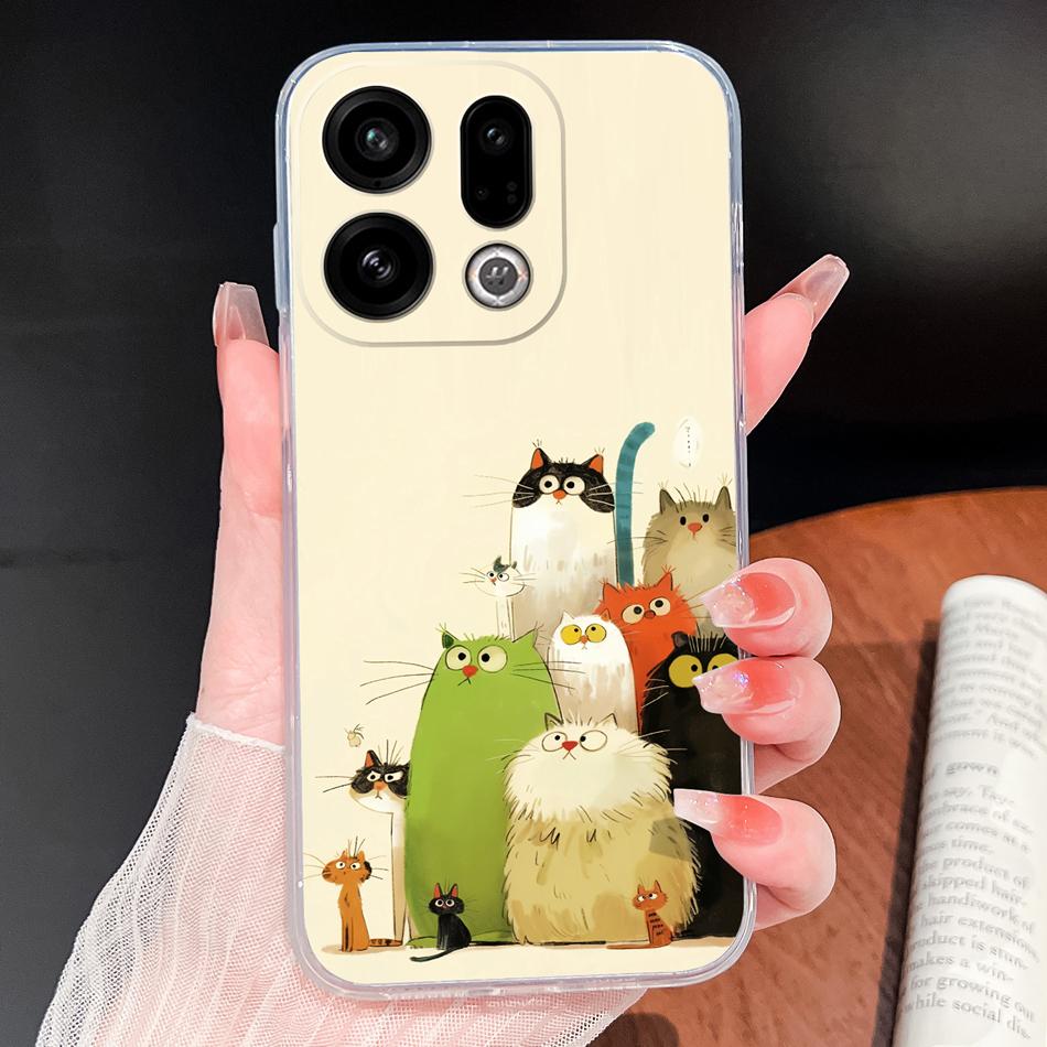 For Oppo Find X9 X8 X7 Pro Phone Cover Lovely Animal Cartoon Soft TPU Clear Silicone Case For Oppo Find X7 Ultra X 9 X 8 Bumper