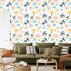 Summer wallpaper white, cream, turquoise and celadon for living room and bedroom 50x1000