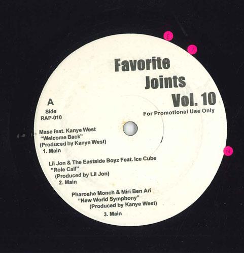 12-дюймовая пластинка VARIOUS - Favorite Joints Vol.10 RAP010 Не на лейбле США Рэп и хип-хоп/R&B Б/У