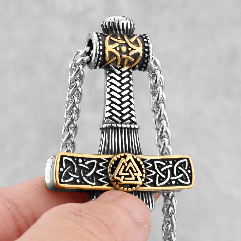 Скандинавский мужской винтажный кулон из нержавеющей стали, модный мужской модный кулон с молотком Тора викингов, подарок-амулет
