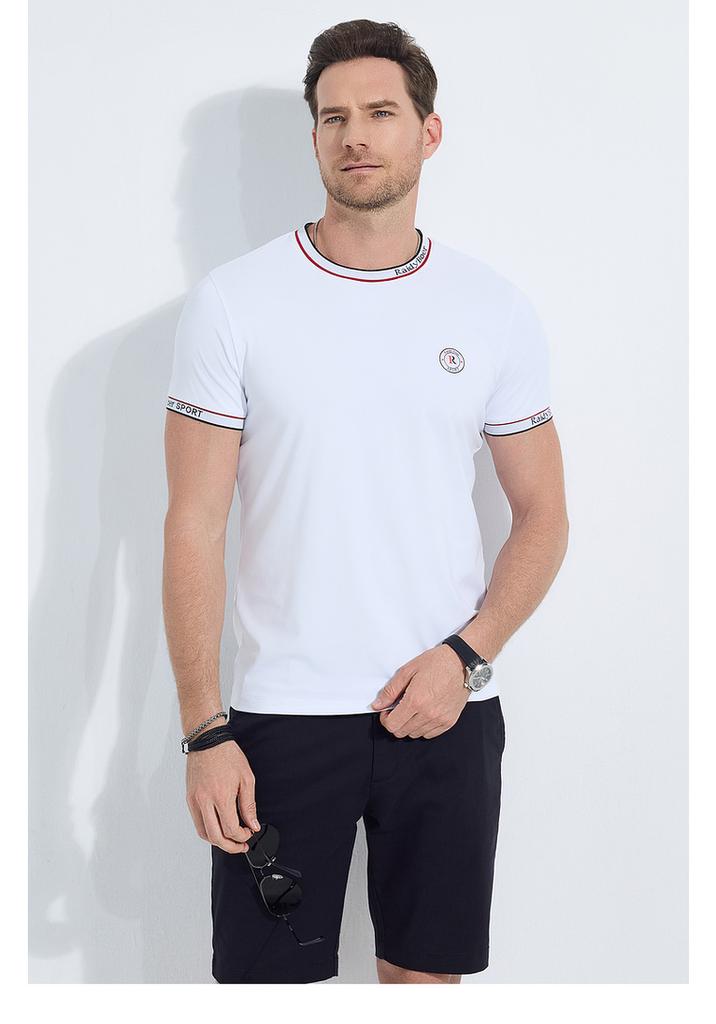 Men's Color-blocked Striped Outdoor Sports Short-sleeved T-shirt