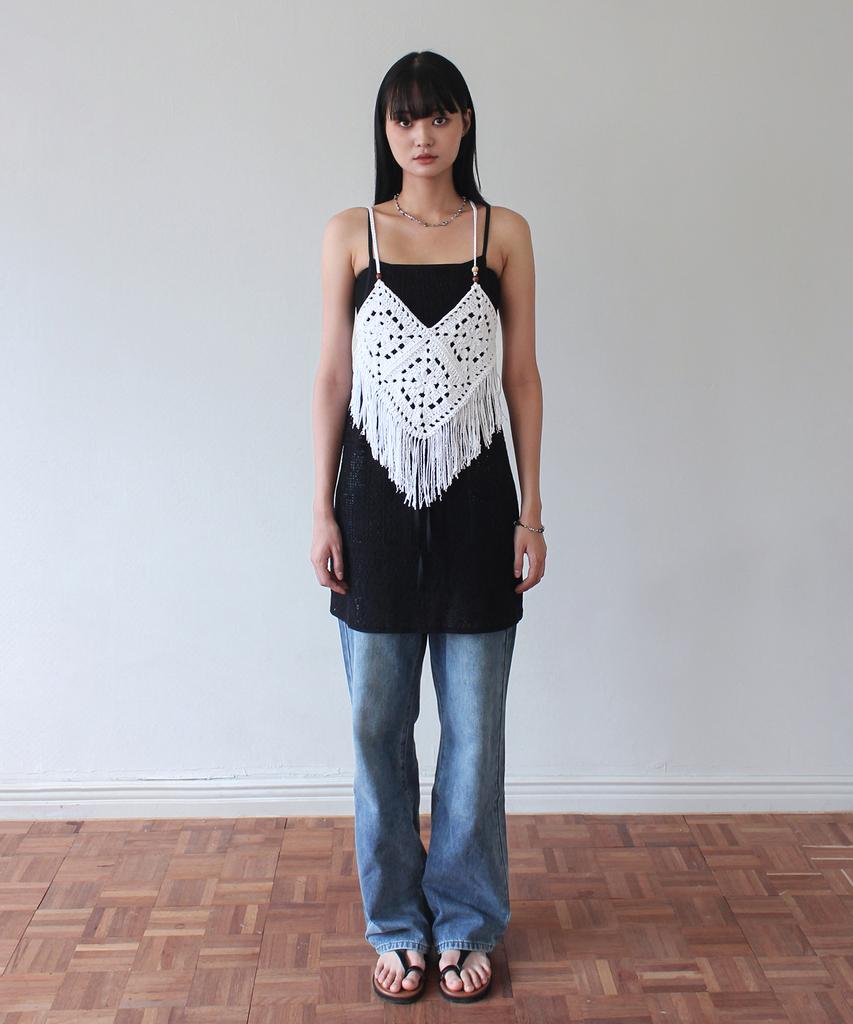 Rubati Handmade Crochet Tassel Knit Vest_White