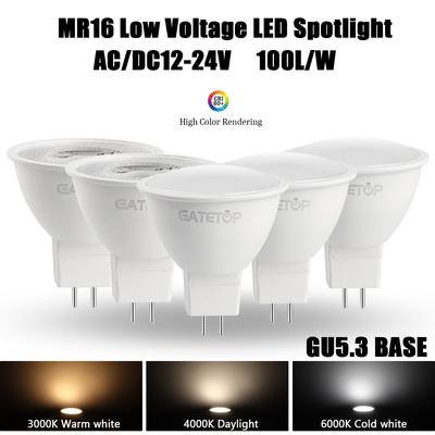 12 шт. Мощный светодиодный спот AC DC 12V 24V, лампа MR16 GU5.3, 3000K 4000K 6000K, 8W, 800 лм, замена 50W галогенной лампы, гостиная