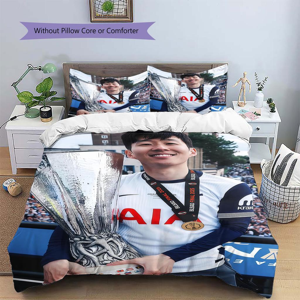 Son Heung‑min Pattern Bedding Home Decoration Birthday Gift ( 1 duvet cover + 2 pillowcase, without core),fan merchandise.