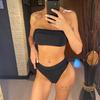 Sexy Bandeau High Leg Cut Female Swimsuit High Waist Bikini Women Swimwear Two-pieces Bikini Set Bather Bathing Suit Swim