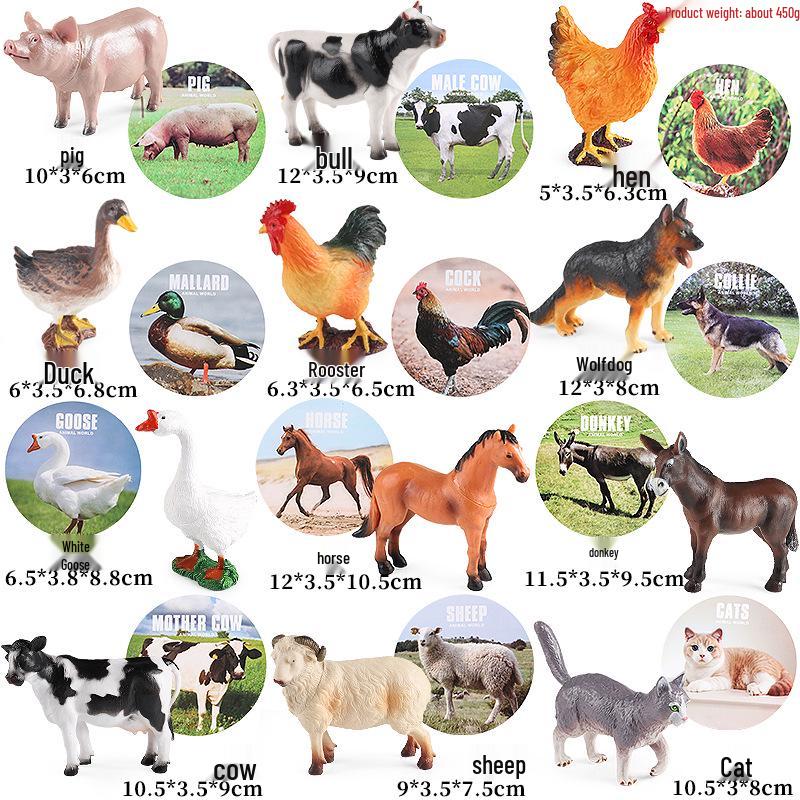 Kids' Wild Animal Figures: Lion, Tiger, Cow, Goat, Rhino, Horse, Leopard, Elephant - Plastic Educational Toys