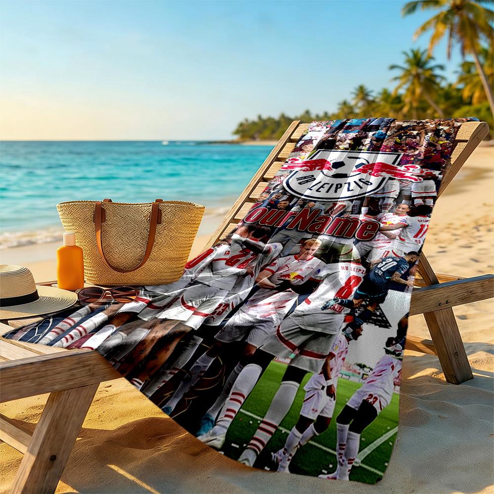 Rb Leipzig Customized Name Beach Towel Super Soft Microfiber Quickdry Fabric