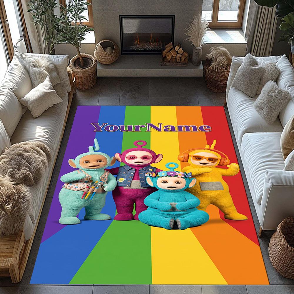 Teletubbies Customized Name Floor Mat Suitable for Dormitory Game Room Living Rooms Foyer Anti-slip Rug Office home decor