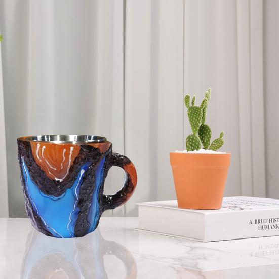 Кофейные кружки, искусственный хрусталь, минеральная кофейная кружка, 11 унций, смоляная чайная кружка для домашнего офиса, термокружка для питья из искусственного хрусталя, подарок для любителей кофе