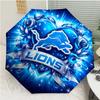 Автоматический зонт с принтом логотипа Detroit Lions, 8 спиц, железный каркас, пластиковая ручка, подходит для путешествий на открытом воздухе и на каждый день, идеальный подарок