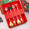 2/4/6Pcs Christmas Spoon and Fork Set Stainless Steel Creative Tableware Coffee Tea Dessert Spoon and Fork Exquisite Gift Set