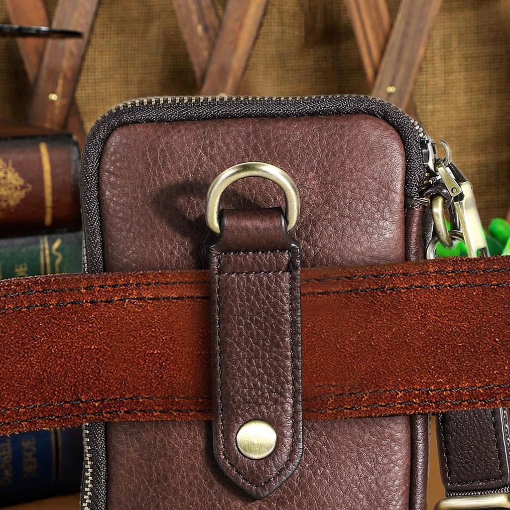 Маленькая сумка через плечо для мужчин, сумка на ремне из натуральной кожи с держателем для карт, поясная сумка для мобильного телефона