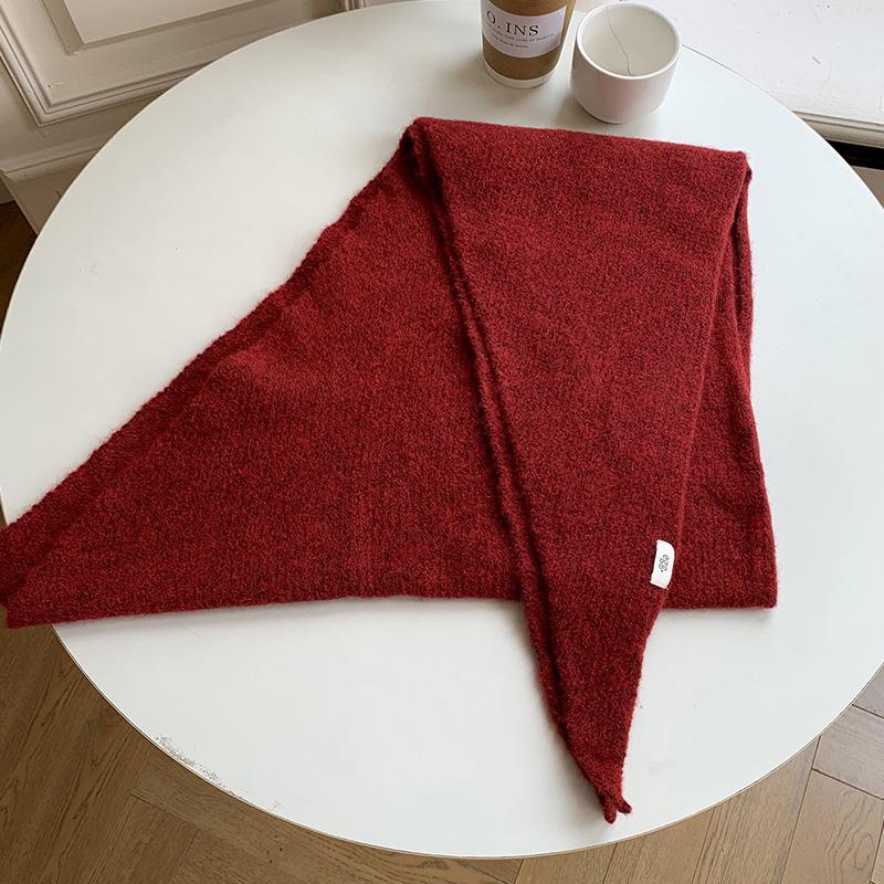 1Pc Triangular Scarf Warm Solid Color Soft Shawl Versatile Knit