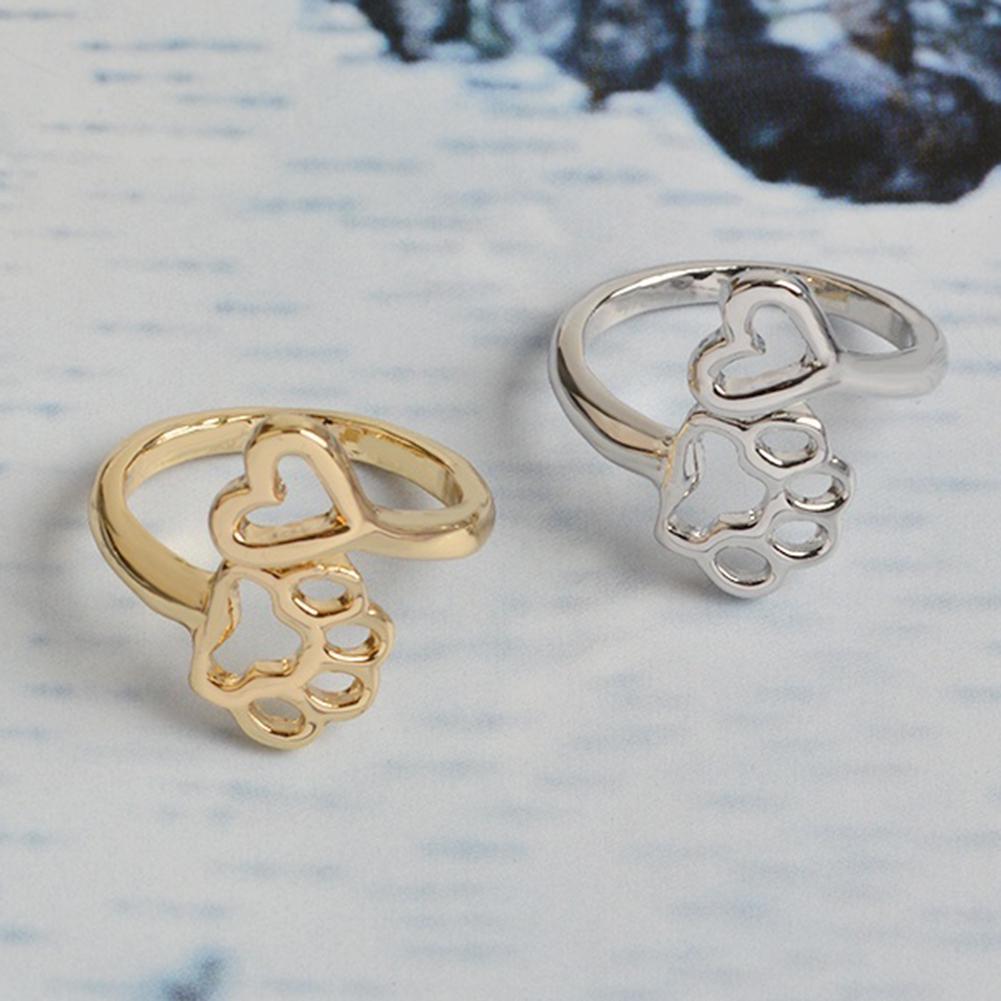 Кольца BLUELANS, регулируемое кольцо с полой любовью для собак, кольцо в виде сердца с открытием в виде лапы, ювелирные изделия для владельца собаки